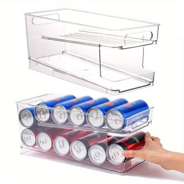 2-Layer Rolling Can Dispenser: Space-Saving Organizer for Soda & Beverages