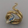 Personality Snake Shaped Ring Retro Synthetic Blue Gemstone - Image 6